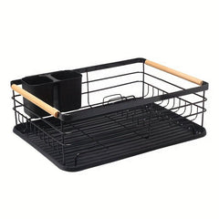 2 Tier Stainless Steel Dishes Drying Rack with Drain Board