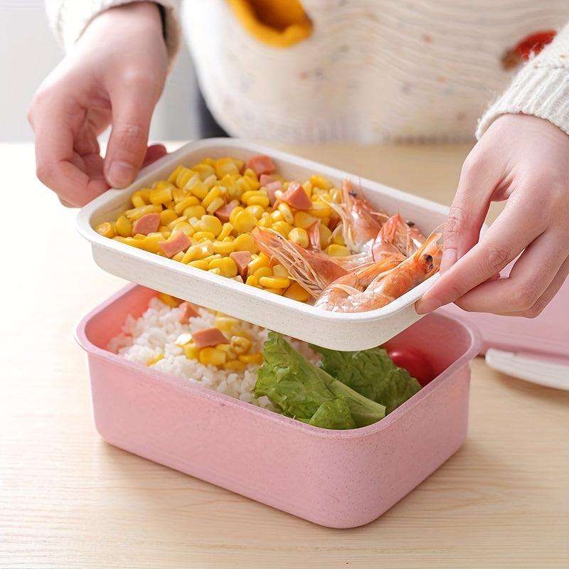 Leak Proof Square Lunch Box with Dual Compartments