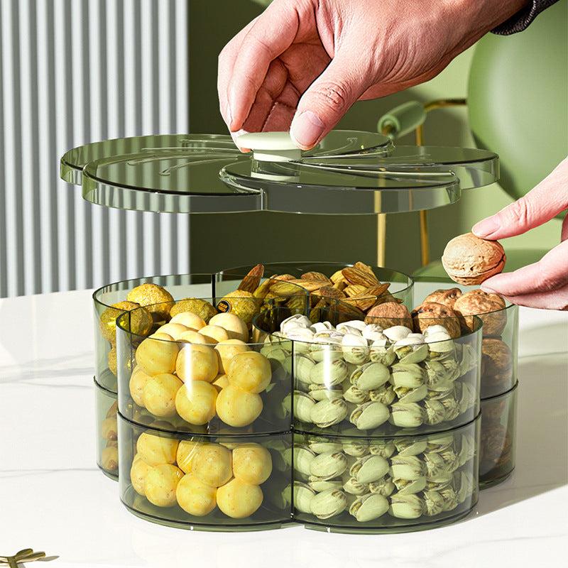Flower Petal Shaped Snack Serving Tray with Lid for Home Living Room