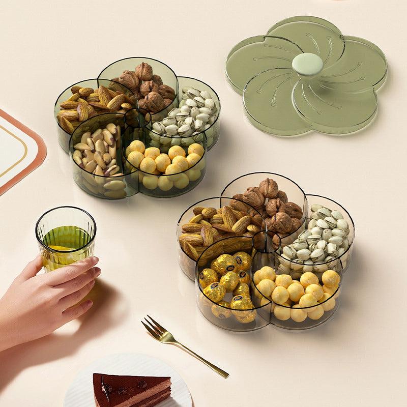 Flower Petal Shaped Snack Serving Tray with Lid for Home Living Room