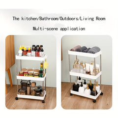 3 Tier Storage Cart With Handle Mobile Shelving Unit Organizer