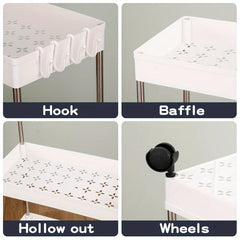 3 Tier Storage Cart With Handle Mobile Shelving Unit Organizer