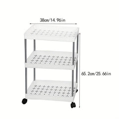 3 Tier Storage Cart With Handle Mobile Shelving Unit Organizer