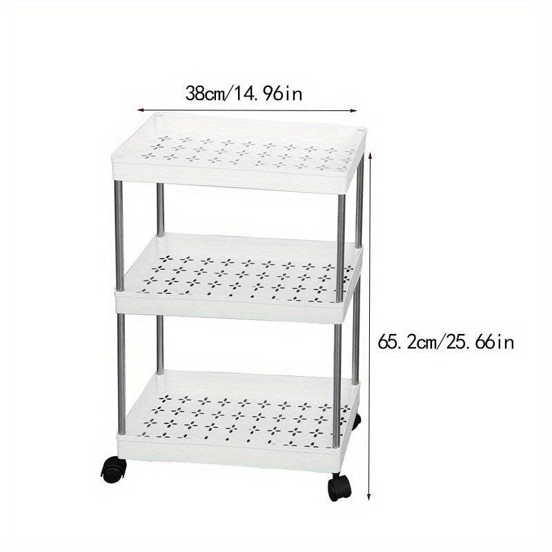 3 Tier Storage Cart With Handle Mobile Shelving Unit Organizer
