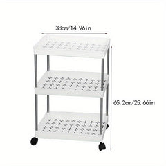 3 Tier Storage Cart With Handle Mobile Shelving Unit Organizer