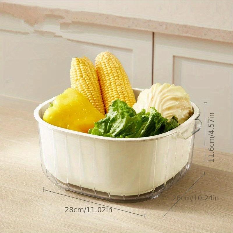 2 in 1 Double Layer Drainage Basket Washing Basin for Fruits and Vegetables
