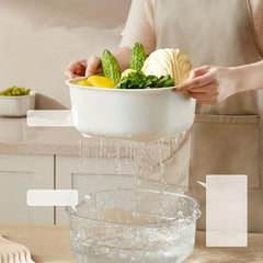 2 in 1 Double Layer Drainage Basket Washing Basin for Fruits and Vegetables