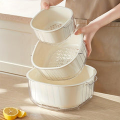2 in 1 Double Layer Drainage Basket Washing Basin for Fruits and Vegetables