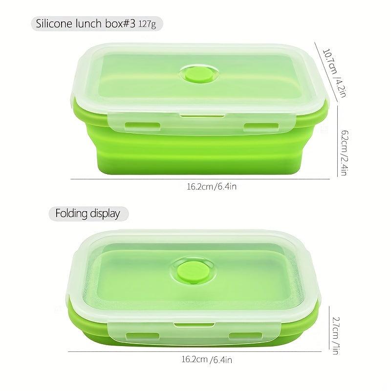 4pcs Leakproof Silicone Insulated Lunch Box Collapsible Bento Box
