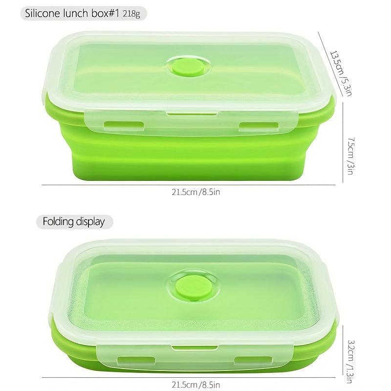 4pcs Leakproof Silicone Insulated Lunch Box Collapsible Bento Box