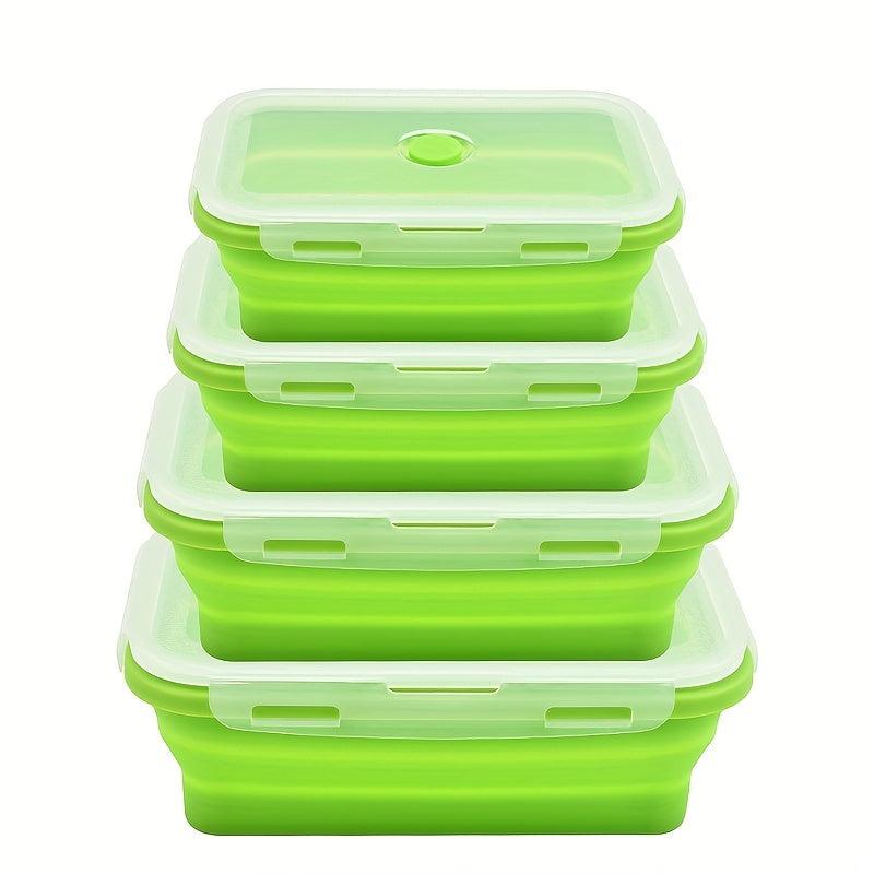 4pcs Leakproof Silicone Insulated Lunch Box Collapsible Bento Box