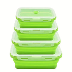 4pcs Leakproof Silicone Insulated Lunch Box Collapsible Bento Box