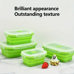 4pcs Leakproof Silicone Insulated Lunch Box Collapsible Bento Box