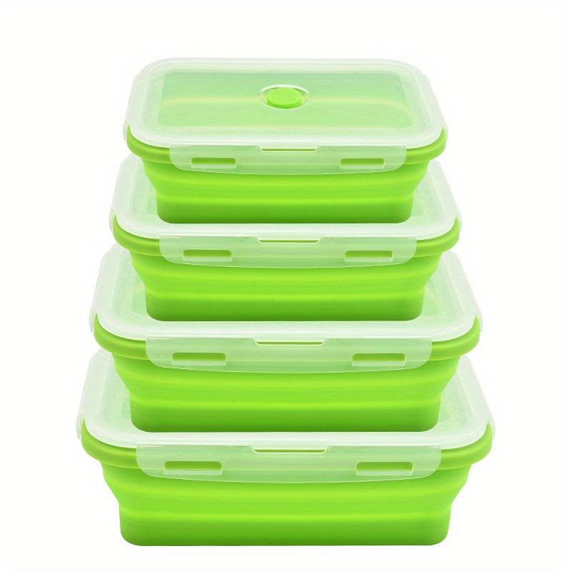 4pcs Leakproof Silicone Insulated Lunch Box Collapsible Bento Box