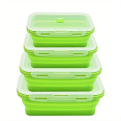 4pcs Leakproof Silicone Insulated Lunch Box Collapsible Bento Box