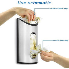 Stainless Steel Wall Mount Grocery Bag Dispenser Bags Storage