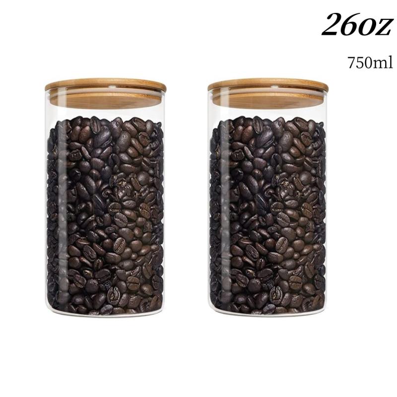 Set of 4 Glass Jars Airtight Lids Candy Storage High Borosilicate Containers