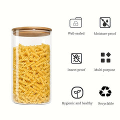 Set of 4 Glass Jars Airtight Lids Candy Storage High Borosilicate Containers