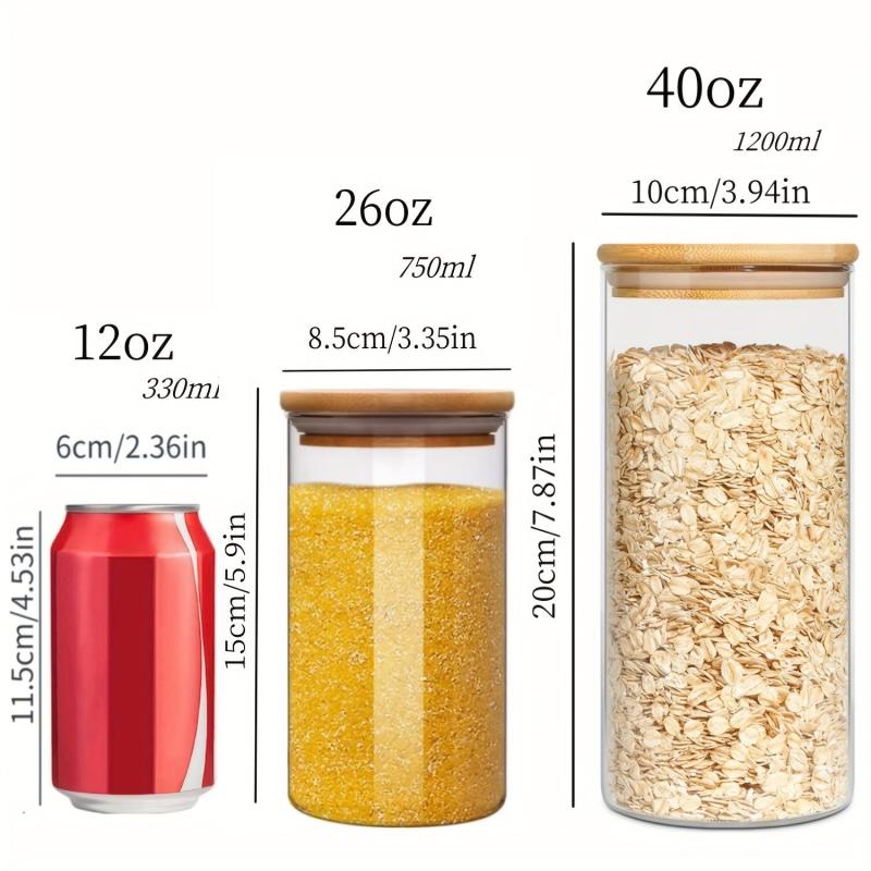 Set of 4 Glass Jars Airtight Lids Candy Storage High Borosilicate Containers