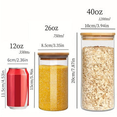 Set of 4 Glass Jars Airtight Lids Candy Storage High Borosilicate Containers