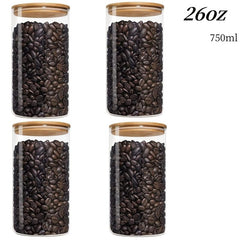 Set of 4 Glass Jars Airtight Lids Candy Storage High Borosilicate Containers