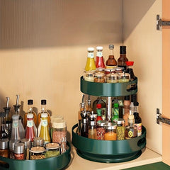 2 Layer Rotating Seasoning Bottle Rack Storage Tray Kitchen Spice Rack Organizer