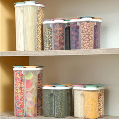 1pc Food Storage Container Transparent Seal Jar Tank Divider Boxes Plastic