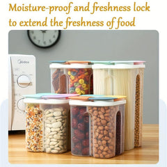 1pc Food Storage Container Transparent Seal Jar Tank Divider Boxes Plastic