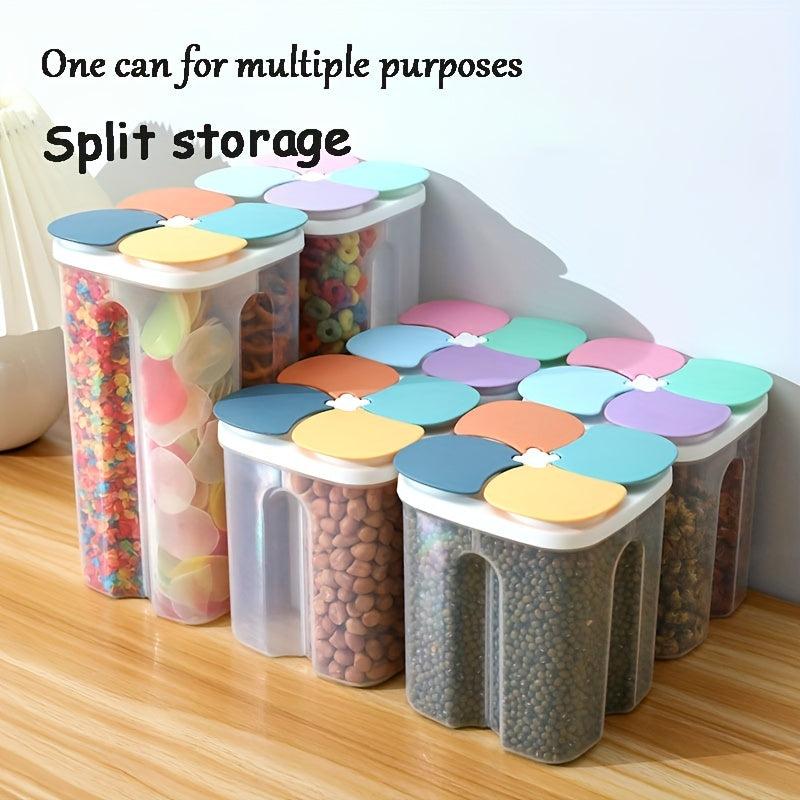 1pc Food Storage Container Transparent Seal Jar Tank Divider Boxes Plastic