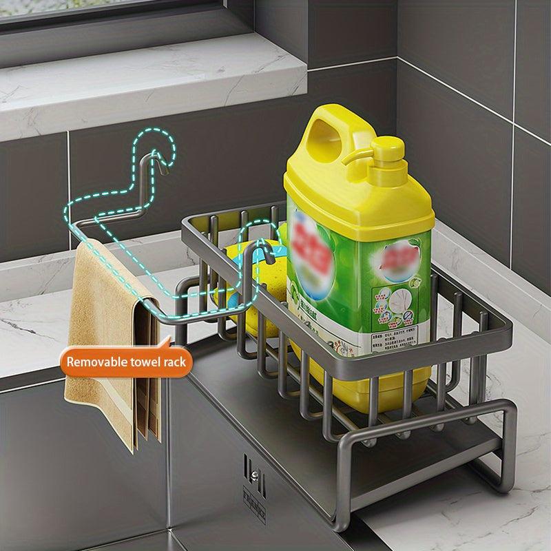 Kitchen Faucet Rack Sponge Drain Basket with Hook Toilet Storage Rack