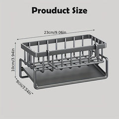 Kitchen Faucet Rack Sponge Drain Basket with Hook Toilet Storage Rack