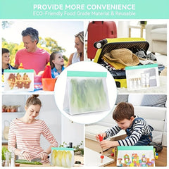 3Pcs Reusable Food Storage Bags Leakproof Freezer Ziplock Bags BPA Organizer