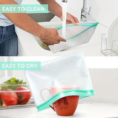 3Pcs Reusable Food Storage Bags Leakproof Freezer Ziplock Bags BPA Organizer