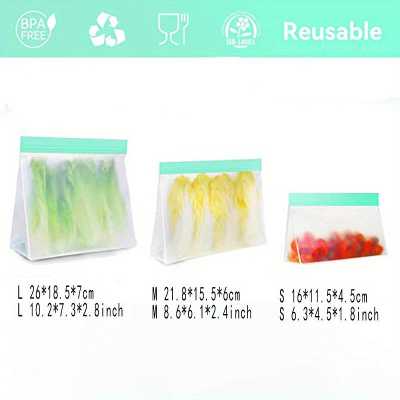 3Pcs Reusable Food Storage Bags Leakproof Freezer Ziplock Bags BPA Organizer