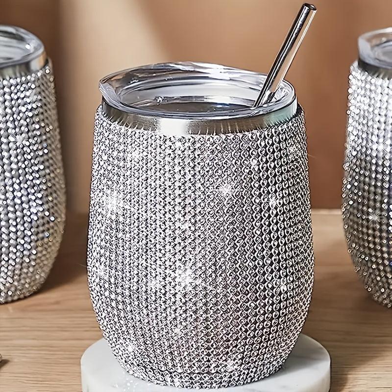 12oz Stainless Steel U Shape Eggshell Cup with Diamond Insulated Water Cup