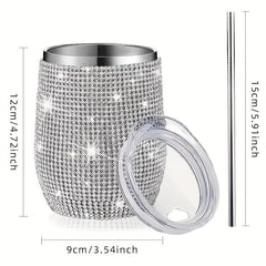 12oz Stainless Steel U Shape Eggshell Cup with Diamond Insulated Water Cup