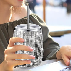 12oz Stainless Steel U Shape Eggshell Cup with Diamond Insulated Water Cup