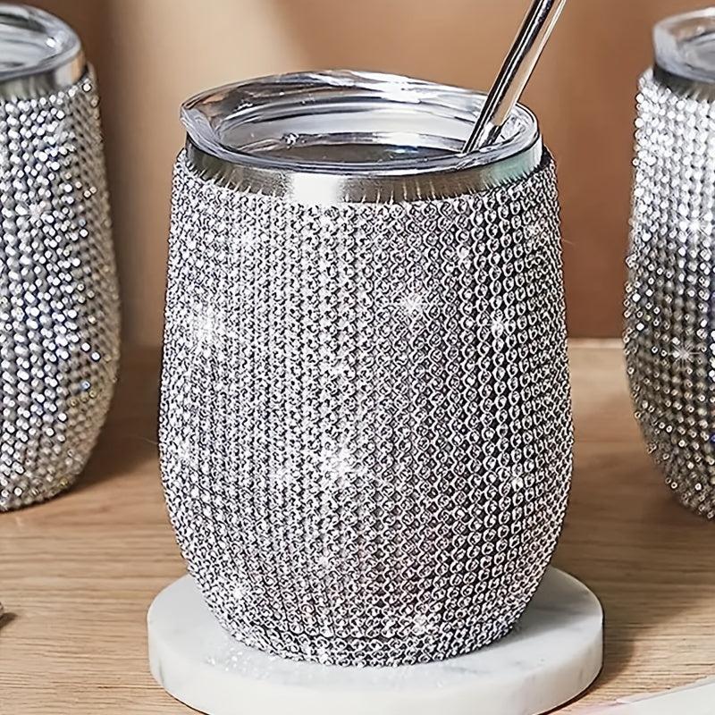 12oz Stainless Steel U Shape Eggshell Cup with Diamond Insulated Water Cup