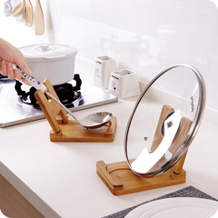 Foldable Wooden Pot Lid Holder & Spoon Rest for Stove Top