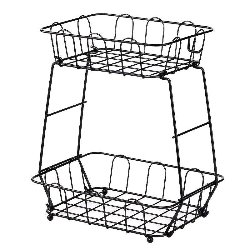 2 Tier Fruit Basket Bowl Stackable Vegetable Storage With Banana Tree Hanger