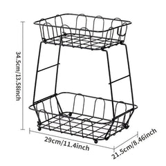 2 Tier Fruit Basket Bowl Stackable Vegetable Storage With Banana Tree Hanger