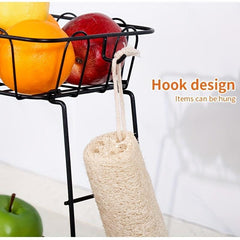 2 Tier Fruit Basket Bowl Stackable Vegetable Storage With Banana Tree Hanger