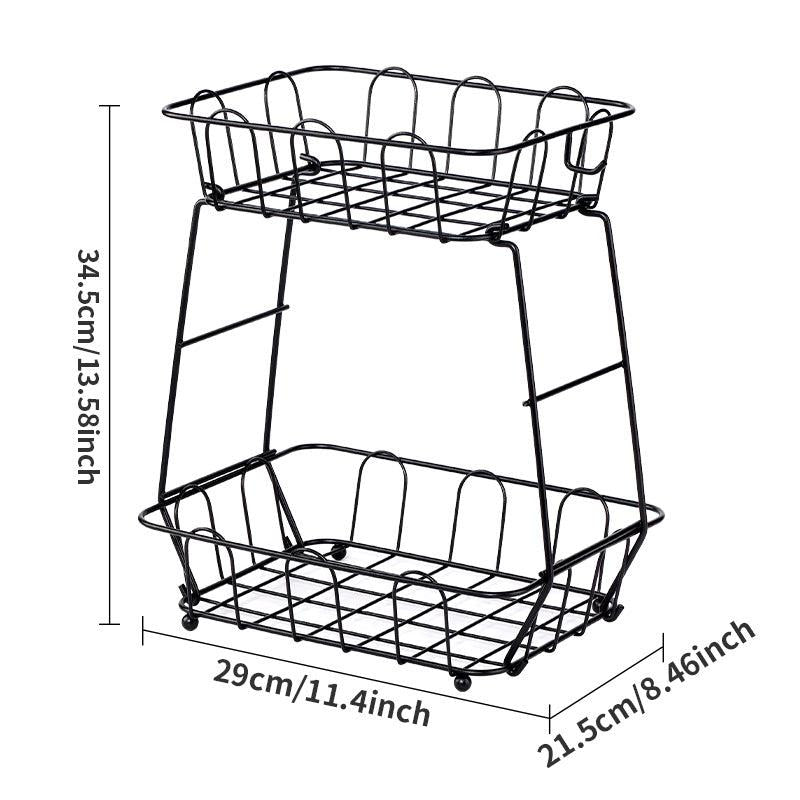 2 Tier Fruit Basket Bowl Stackable Vegetable Storage With Banana Tree Hanger