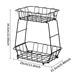 2 Tier Fruit Basket Bowl Stackable Vegetable Storage With Banana Tree Hanger