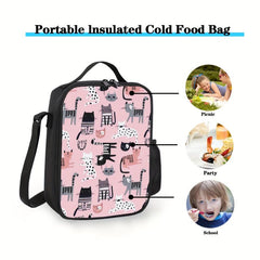 Cartoon Cats Lunch Bag Insulated Reusable Lunchbox For Office School Picnic