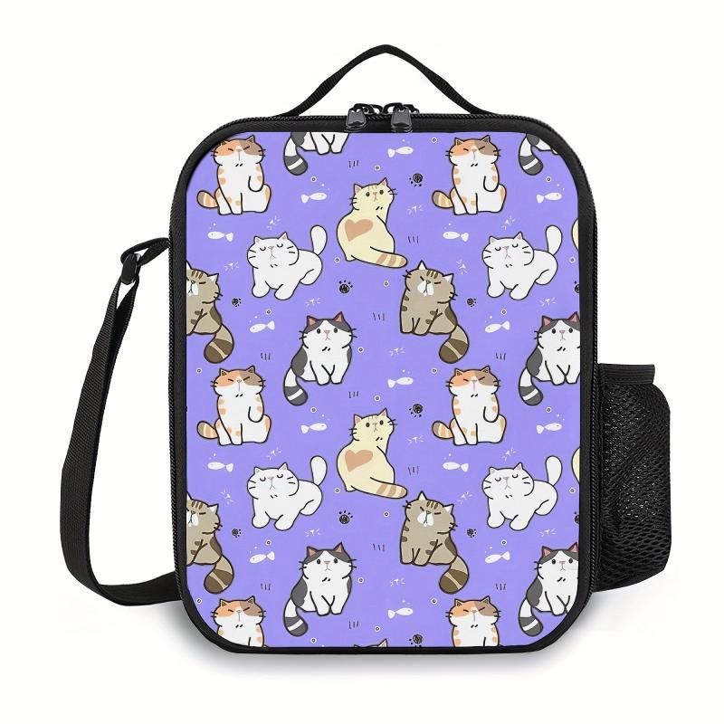 Cartoon Cats Lunch Bag Insulated Reusable Lunchbox For Office School Picnic