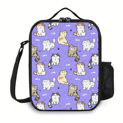 Cartoon Cats Lunch Bag Insulated Reusable Lunchbox For Office School Picnic