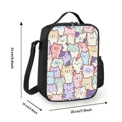 Cartoon Cats Lunch Bag Insulated Reusable Lunchbox For Office School Picnic
