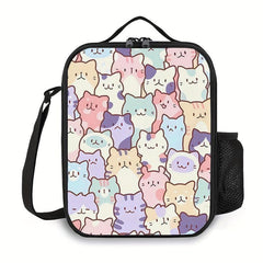 Cartoon Cats Lunch Bag Insulated Reusable Lunchbox For Office School Picnic