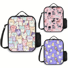 Cartoon Cats Lunch Bag Insulated Reusable Lunchbox For Office School Picnic